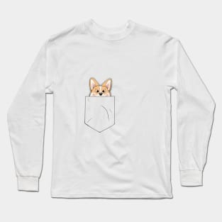 Corgi in a Pocket Long Sleeve T-Shirt